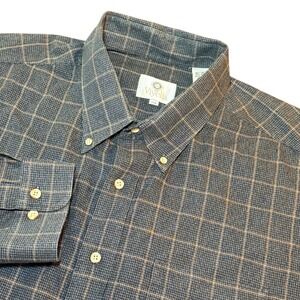 Viyella Mens 3XB Gray Wool Cotton Blend Windowpane Check Button Down Shirt USA
